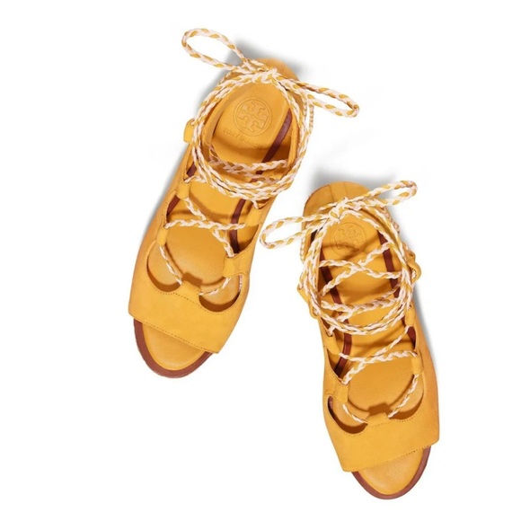 Tory Burch Positano Lace-Up Platform Espadrille Sandal Shoe Suede - Picture 4 of 10